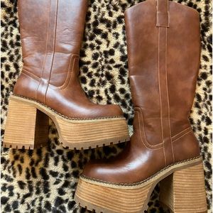 *SOLD* Dolls Kill Current Mood Mystery Crush Western Boots - Brown